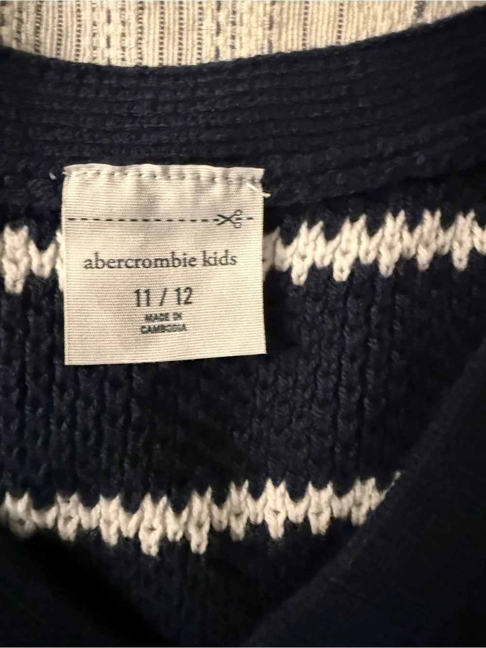 abercrombie kids Navy & White Striped V-Neck Knit Vest